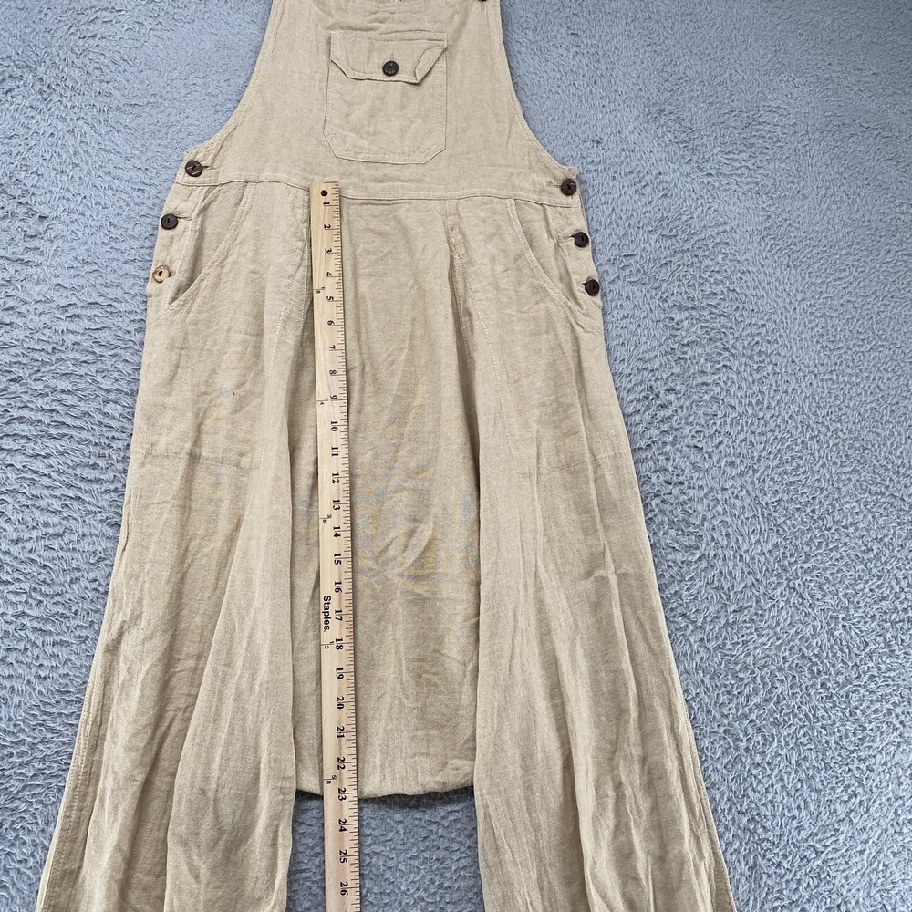 Boho Harem Overalls Jumpsuit Womens L/XL Beige Cotton Drop Crotch Loose Baggy - Picture 6 of 13